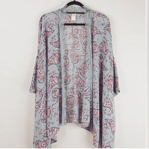 🌿 3 for $12: Mystree Paisley Print Semi Sheer Lace Trim Kimono, NWT